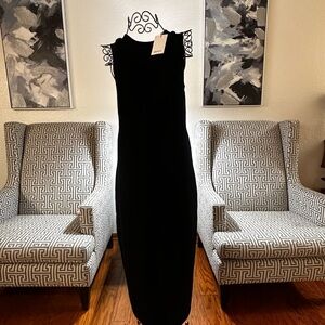 Quince Black Sheath Midi Dress Halter Sleeveless